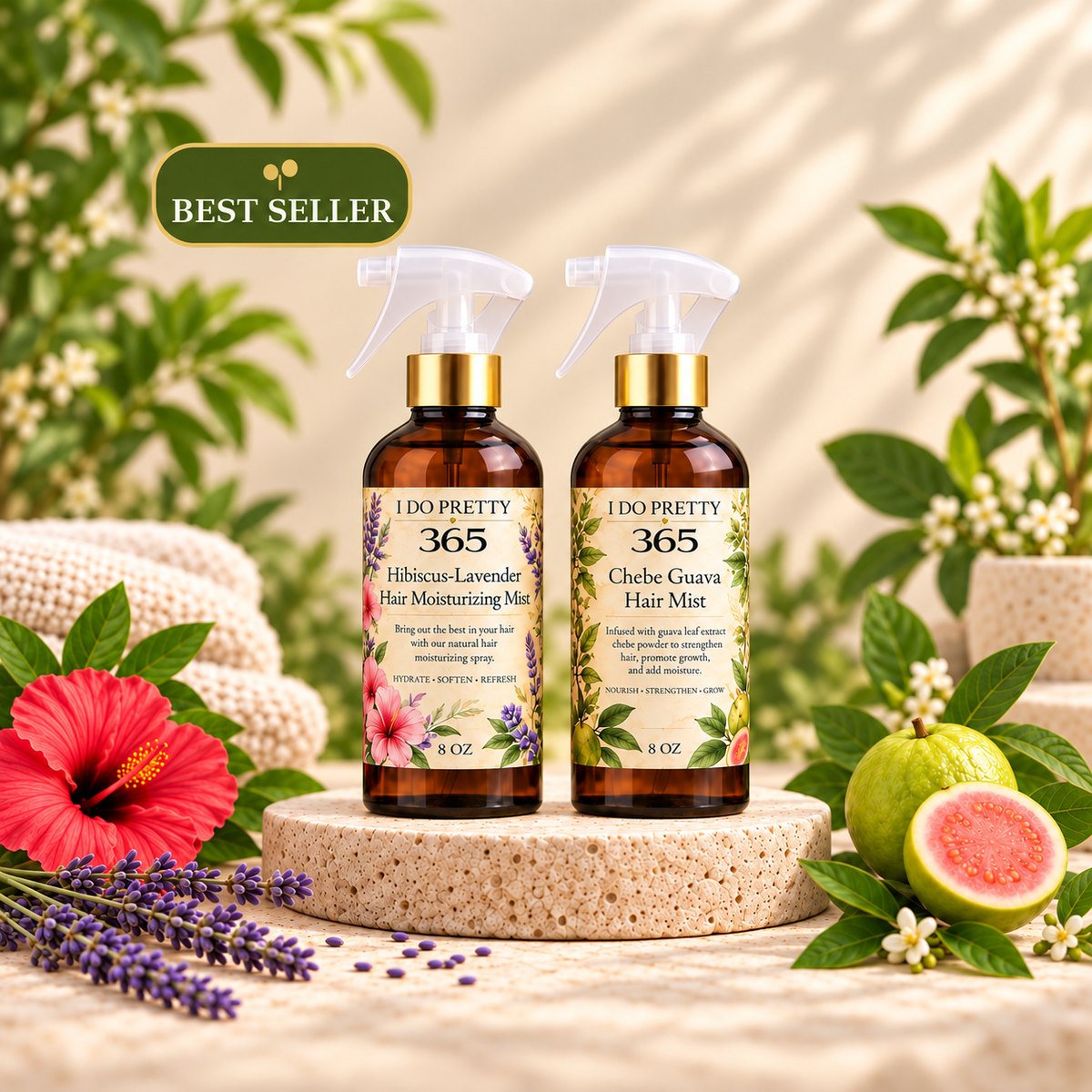 Bruma hidratante para el cabello (Chebe-Guayaba e Hibisco-Lavanda) 